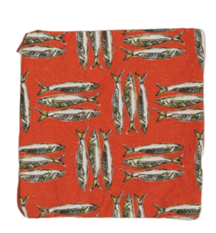 7" Sq Cotton Printed Zip Food Pouch,Multi Color,3 Styles