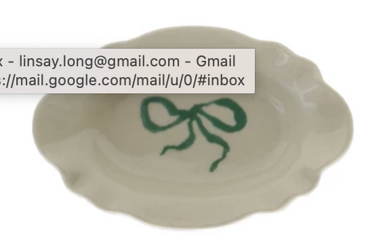 Stoneware Scalloped Dish with Bow, 4 Colors