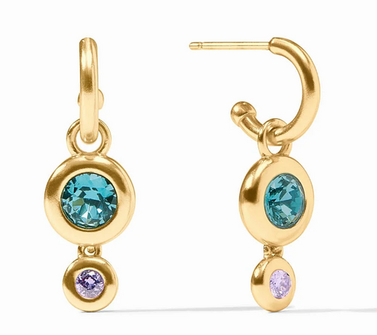 Rainbow Duo Hoop & Charm Earring-Blue Twilight