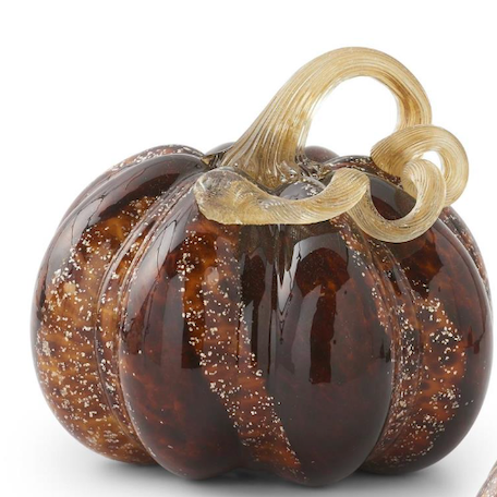 Brown Speckled Handblown Glass Pumpkins- 3 Sizes