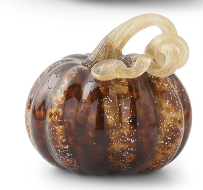 Brown Speckled Handblown Glass Pumpkins- 3 Sizes