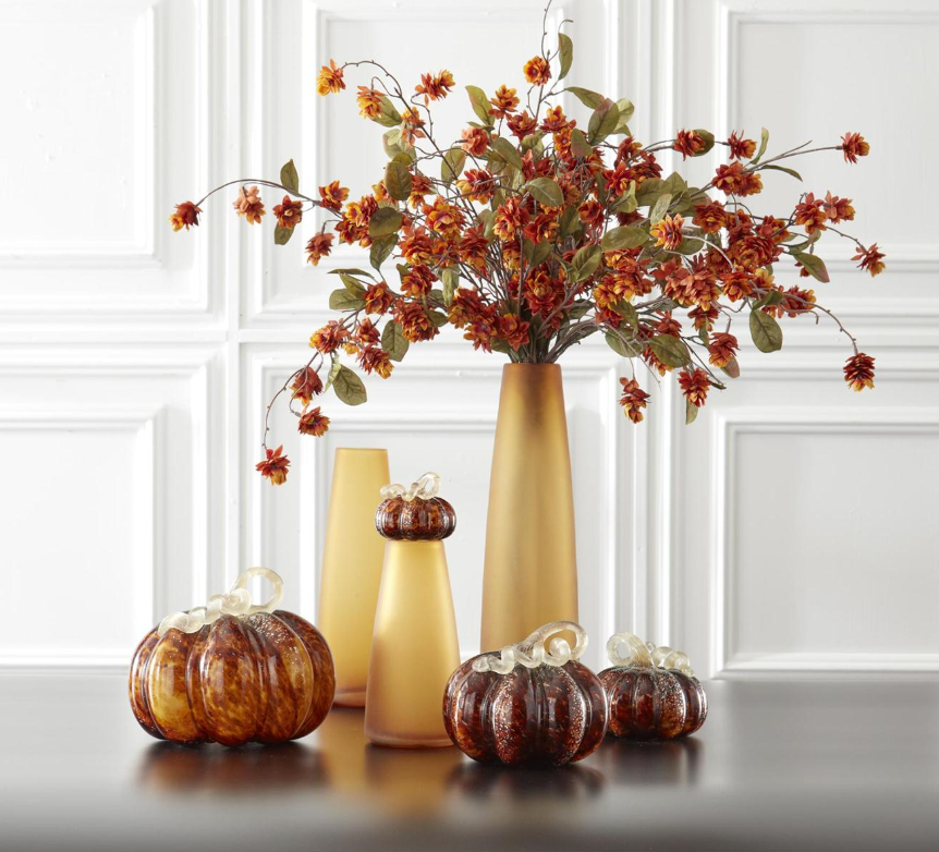 Brown Speckled Handblown Glass Pumpkins- 3 Sizes