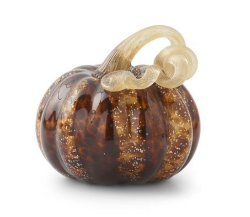 3.25 Inch Brown Speckled Handblown Glass Pumpkin