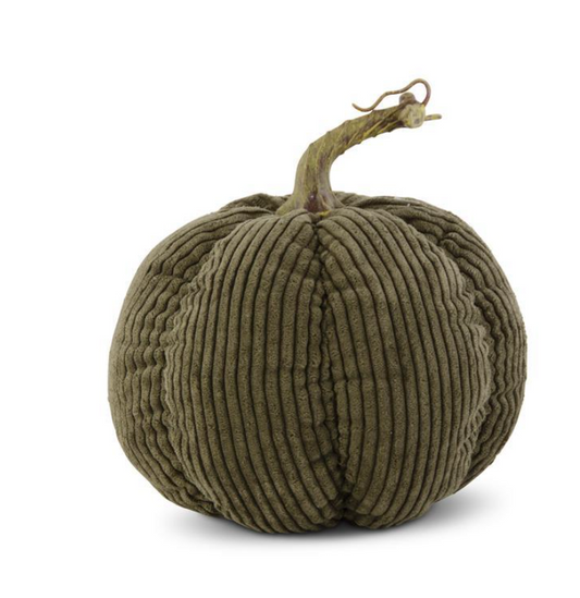 7 Inch Khaki Green Corduroy Pumpkin