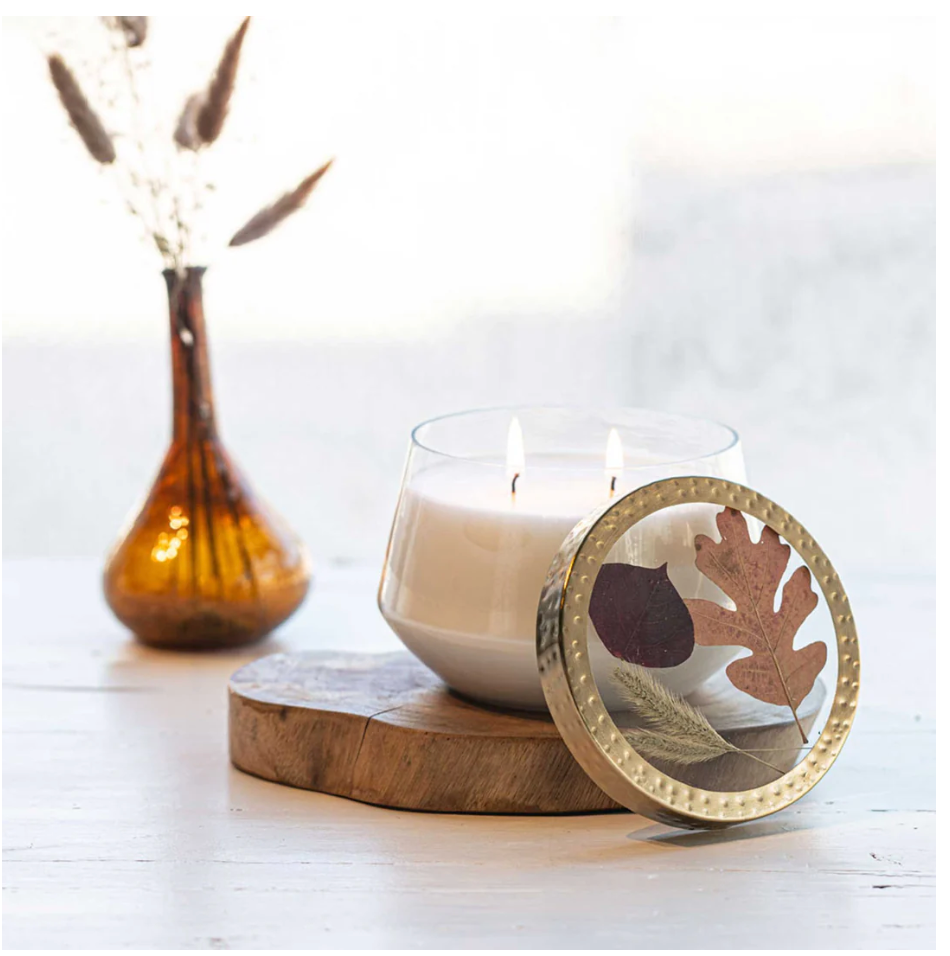 Harvest Pumpkin Large Pressed Floral Candle