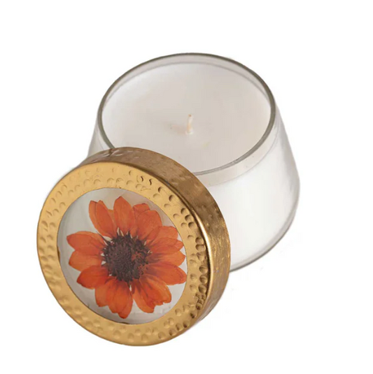 Harvest Pumpkin Small Pressed Floral Candle