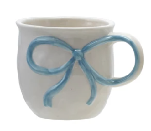 18 oz. Stoneware Mug with Bow Handle, 4 Colors