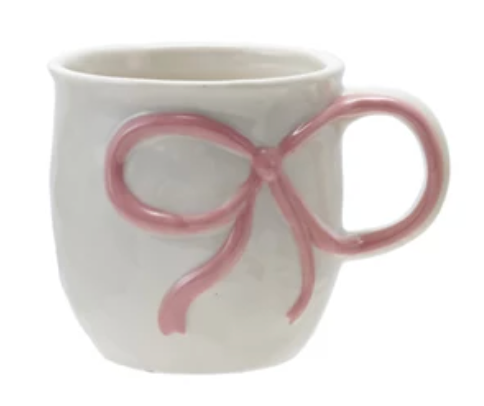18 oz. Stoneware Mug with Bow Handle, 4 Colors