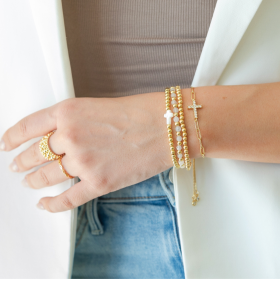 4mm Bracelet with Shell Cross