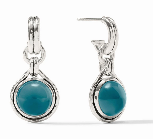 Solara Hoop & Charm Earring- Iridescent Montana Blue-Silver