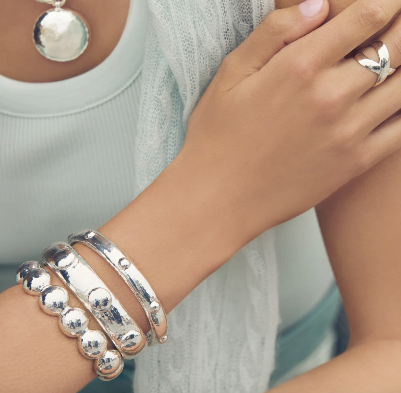 Solara Nova Hinge Bangle-Silver