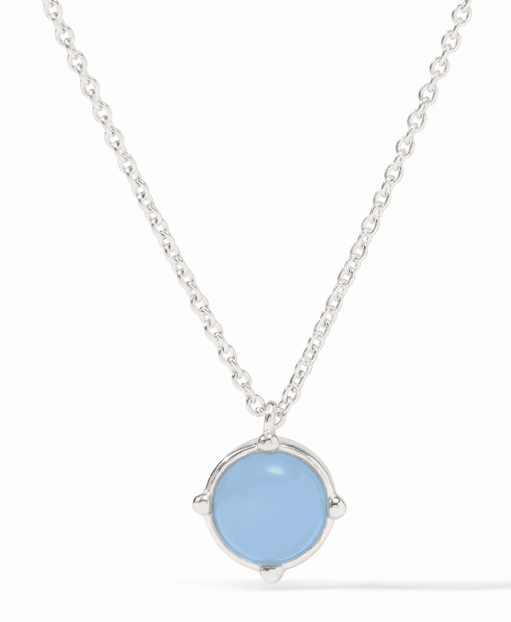 Honeybee Solitaire Necklace-Chalcedony Blue-Silver