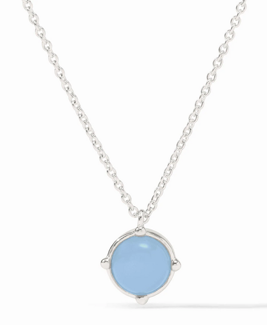 Honeybee Solitaire Necklace-Chalcedony Blue-Silver