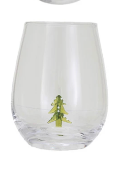 Stemless Wine Glass with Holiday Figure Inside, 8 Styles