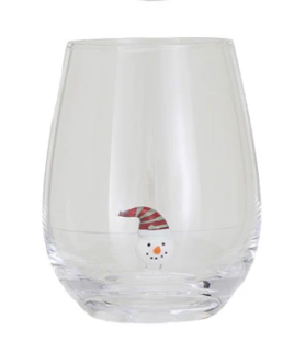 Stemless Wine Glass with Holiday Figure Inside, 8 Styles