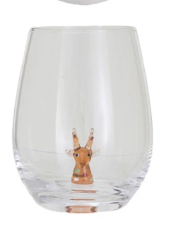 Stemless Wine Glass with Holiday Figure Inside, 8 Styles