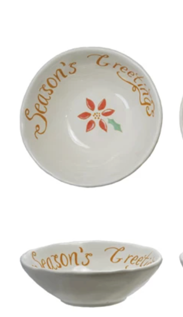Stoneware Bowl with Holiday Saying/Image, 4 Styles