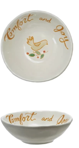 Stoneware Bowl with Holiday Saying/Image, 4 Styles