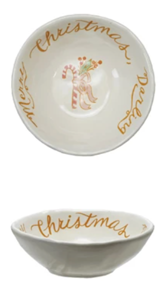 Stoneware Bowl with Holiday Saying/Image, 4 Styles