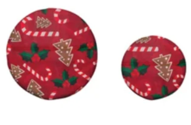 Holiday Reusable Fabric Beeswax Food Covers with Prints, Set of 2