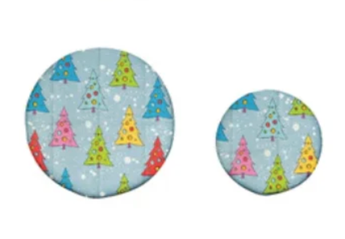 Holiday Reusable Fabric Beeswax Food Covers with Prints, Set of 2