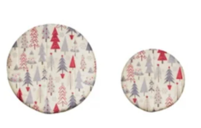 Holiday Reusable Fabric Beeswax Food Covers with Prints, Set of 2