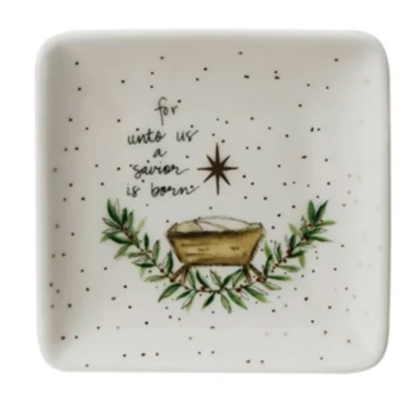 Stoneware Dish w/ Gold Electroplating, 4 Styles