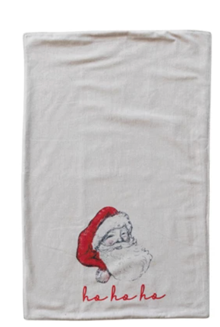 Cotton & Linen Tea Towel with Snowman/Santa Image, 4 Styles
