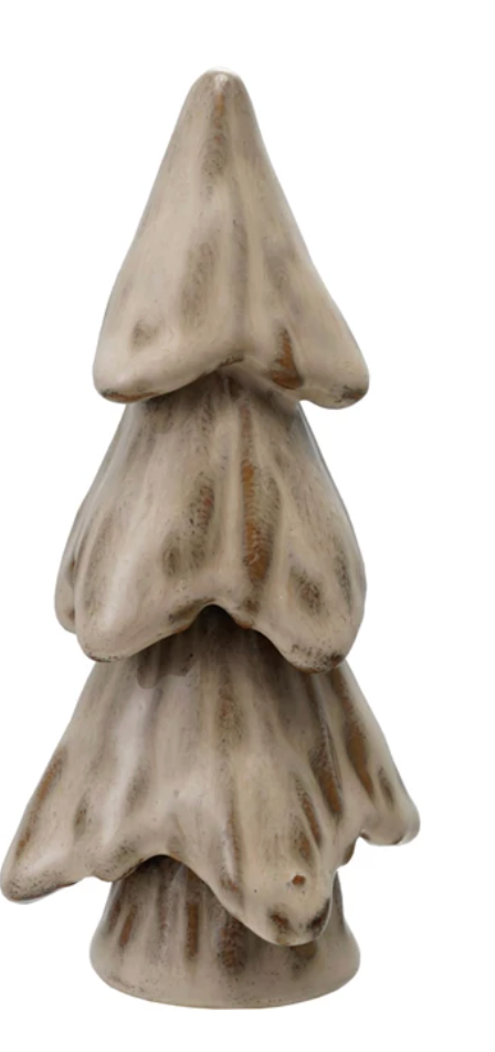 Stoneware Tree, Reactive Glaze, Cream Color (Each One Will Vary)-Small