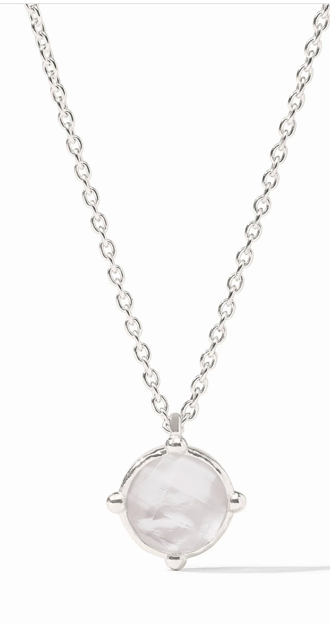 Honeybee Solitaire Necklace-Iridescent Clear Crystal-Silver