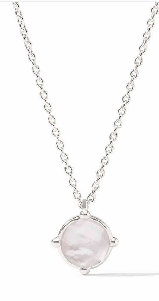 Honeybee Solitaire Necklace-Iridescent Clear Crystal-Silver