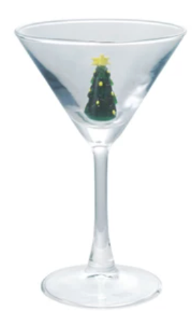 4 oz. Martini Glass with Hand-Blown Holiday Figure, 8 Styles