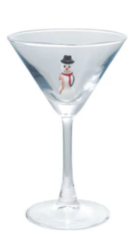4 oz. Martini Glass with Hand-Blown Holiday Figure, 8 Styles