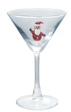 4 oz. Martini Glass with Hand-Blown Holiday Figure, 8 Styles