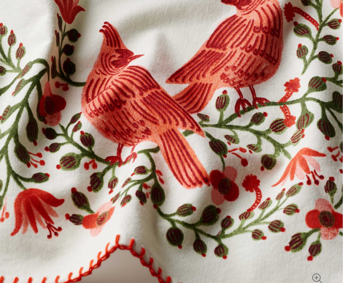 Christmas Cardinals Tea Towel