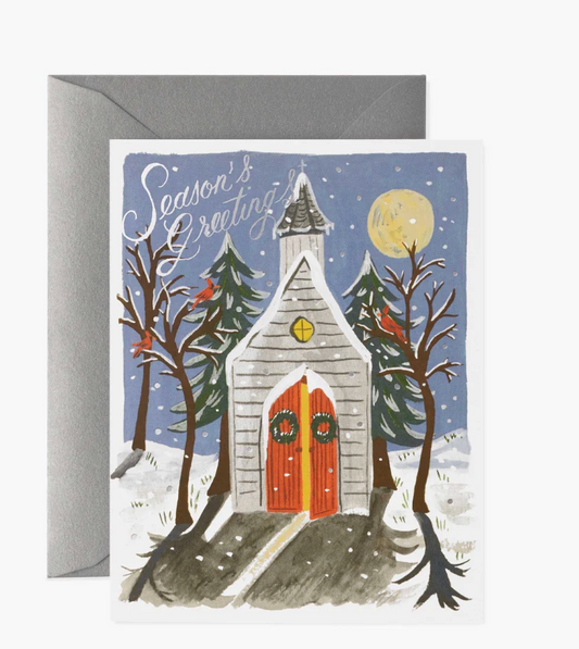 Winter Chapel Greetings Card