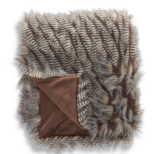 Gray Three Tone Faux Fur Throw Blanket