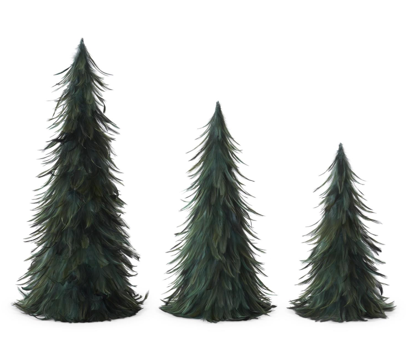 Wispy Green Feather Nesting Cone Trees- 3 Sizes