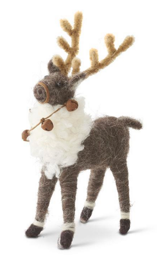 6.5 Inch Wool Reindeer w/Bells