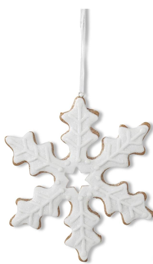 Assorted Gingerbread Snowflake Ornament w/White Frosting (2 Styles)