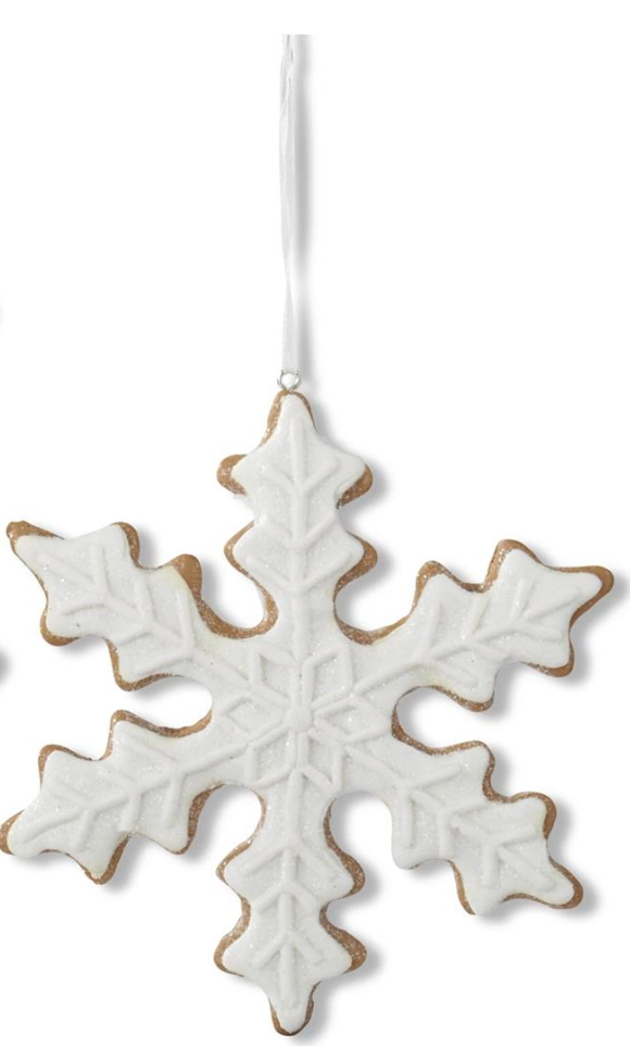 Assorted Gingerbread Snowflake Ornament w/White Frosting (2 Styles)