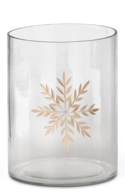 Clear Glass Etched Gold Snowflake Containers- 3 Sizes