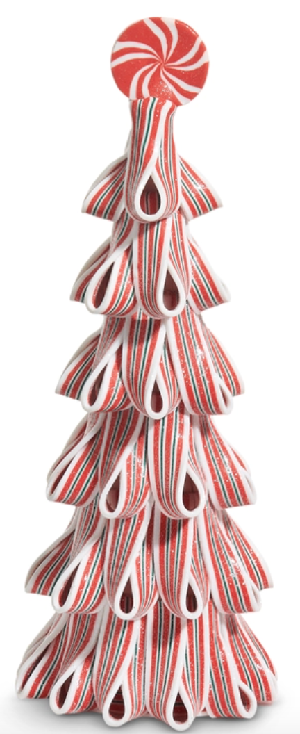 18" Red and White Ribbon Candy Trees- 2 Sizes