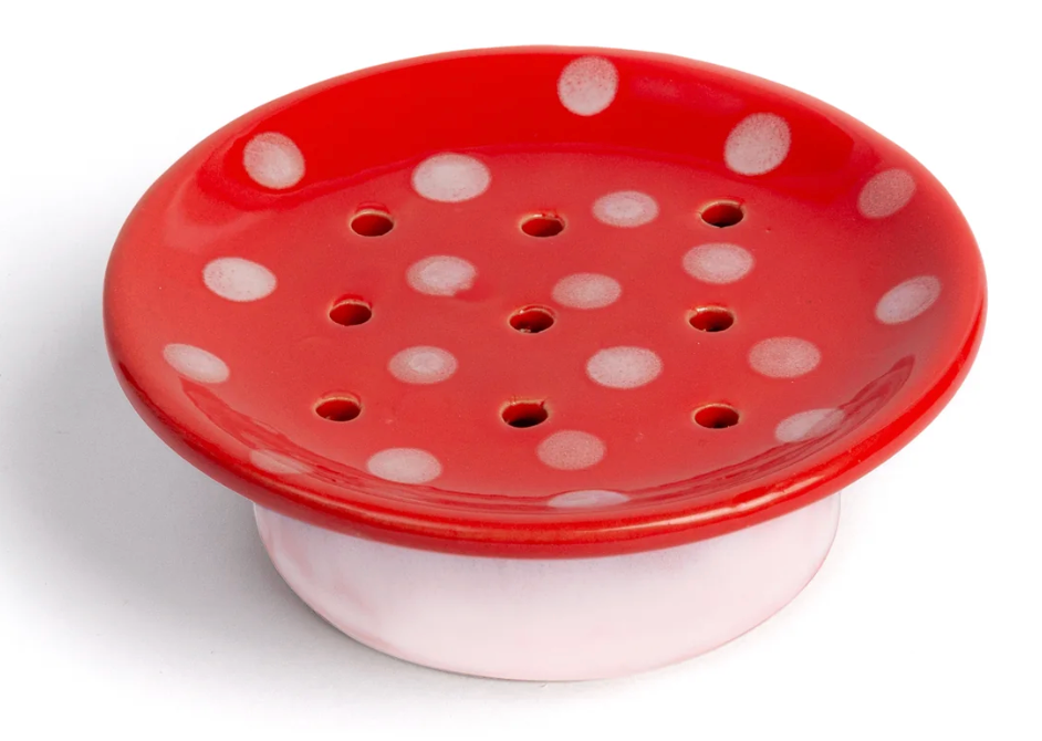 Swedish Dream Mushroom Ceramic Soap Dish-Red