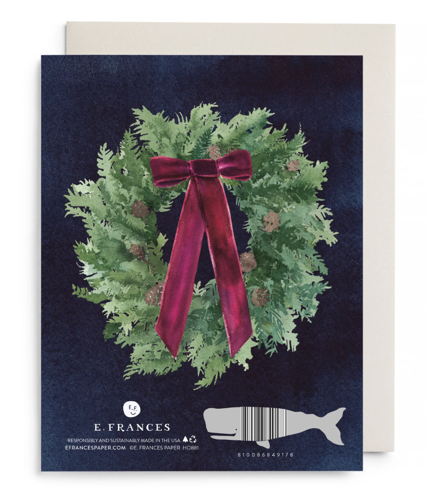 Velvet Bow Wreath Greeting Card