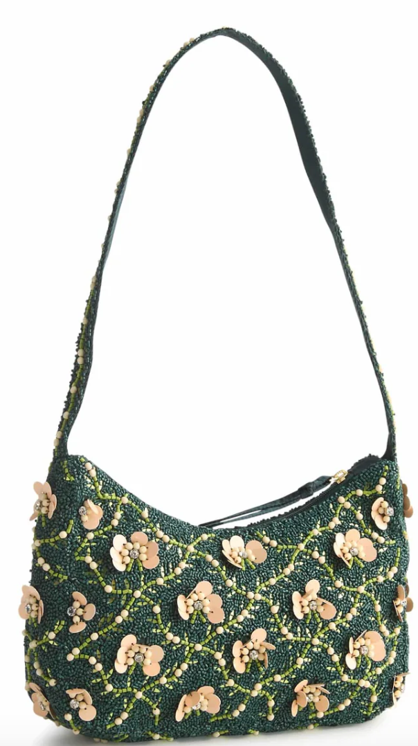 Mini Roxbury Crescent Shoulder Bag-Beaded Mistletoe Lattice