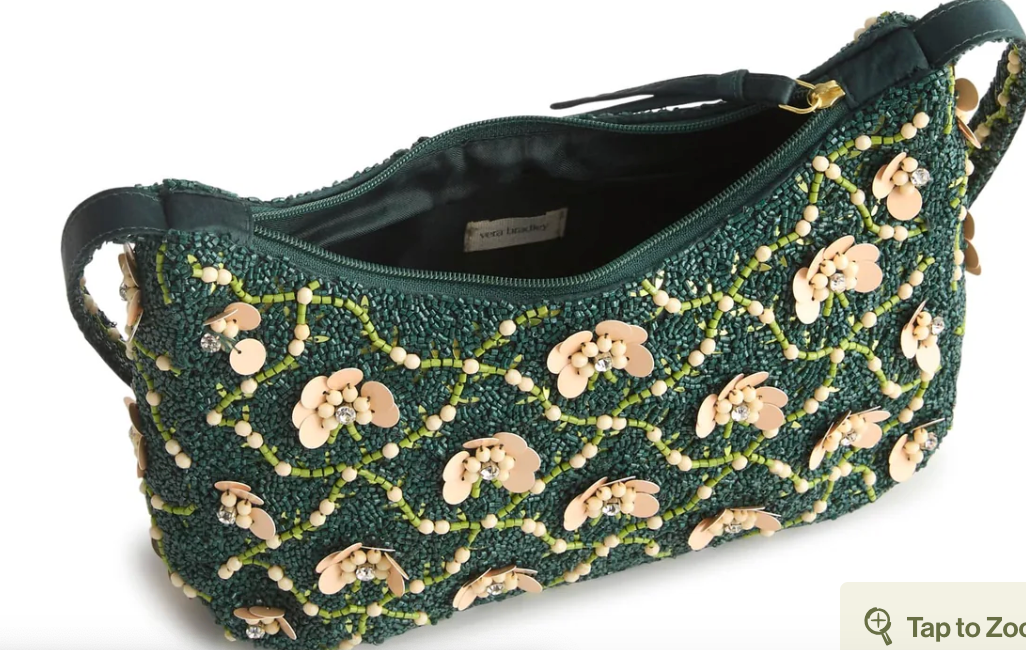 Mini Roxbury Crescent Shoulder Bag-Beaded Mistletoe Lattice