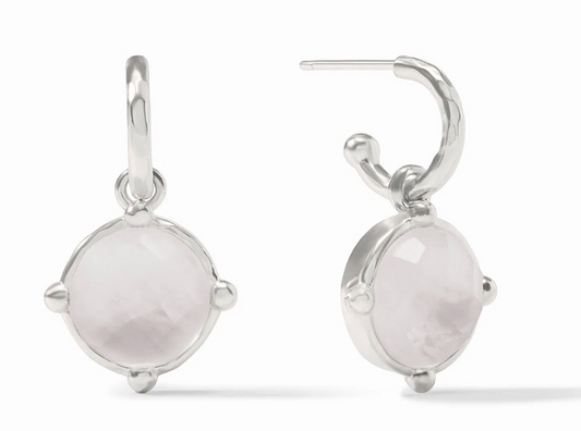 Honeybee Hoop & Charm Earring-Silver-Iridescent Clear Crystal