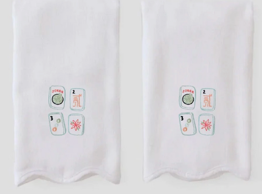 Mahjong Tiles Scalloped Powder Bath Towels