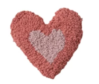 Cotton Tufted Heart-Shaped Coaster w/ Heart/Stripes/Check Pattern, 12 Styles